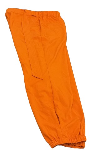 Women Size 10 Orange Pleated Streetwear Pants Paper bag Waist Barrel Leg Belted - Picture 15 of 21
