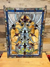 Tiffany Style stained glass window panel Butterfly Flower glass panel