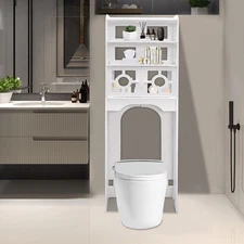 4-tier Toilet Cabinet PVC Over The Toilet Storage Cabinet Bathroom Storage Rack