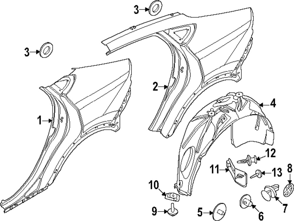 Forro de paso de rueda para Ford Mustang Mach-E 2021-2023 (N/P LJ8Z-54278B51-B)
