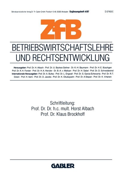 Betriebswirtschaftslehre Und Rechtsentwicklung Klaus Brockhoff-image