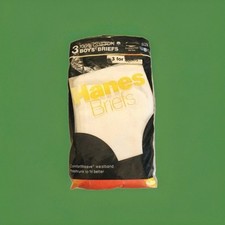 Vtg Hanes 1987 3 Pk Boys Size 8 USA Made 100 Cotton White Briefs Underwear NOS