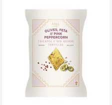 M&S Olives, Feta and Pink Peppercorn Tortillas Chips 150 Grams