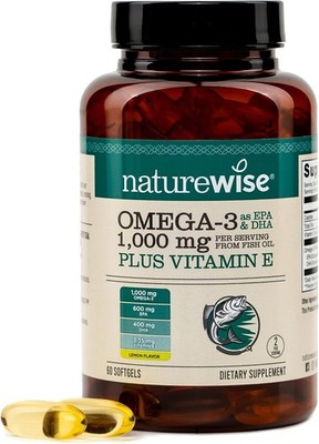 Gluten-Free Omega 3 Fish Oil Softgels - 1000mg with Added Vitamin E - 60ct