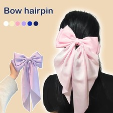 Fashion Women Bow Knot Fabric Hair Clip Korean Style Women Long Ribbon E9L4 C7H5