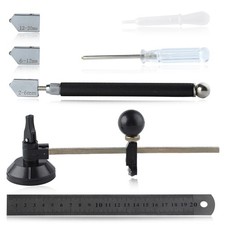7 Pieces Glass Cutter Tool Set Includes Adjustable Circular Glass Cutter with...