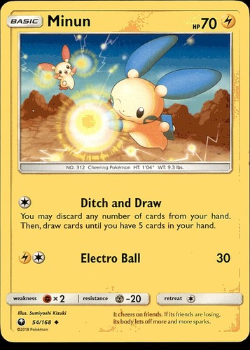 Pokemon LP Tormenta Celestial Poco Común Minun 54/168 - Imagen 1 de 2