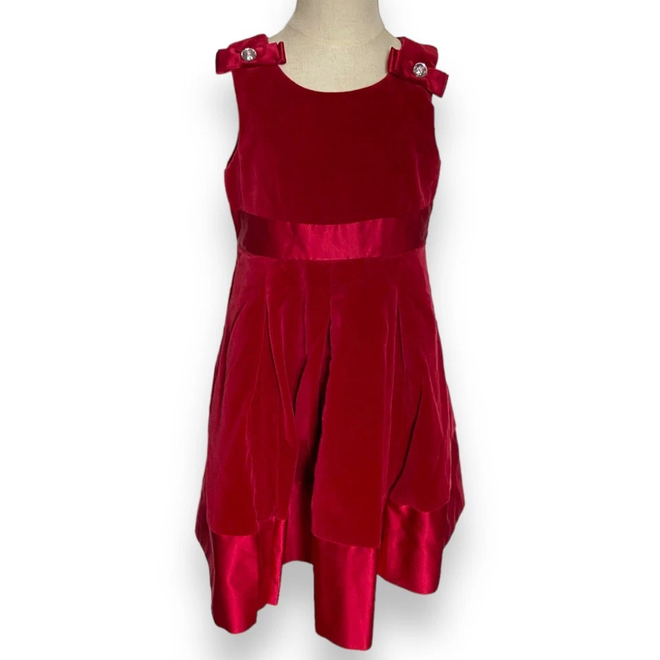 Gymboree Girls Dress Size 6 Red Velveteen Pleated Classic Holiday Christmas - Image 4 of 4