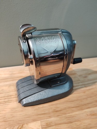 Vintage Boston Champion Hand Crank Pencil Sharpener Vintage Great Cond. Metal