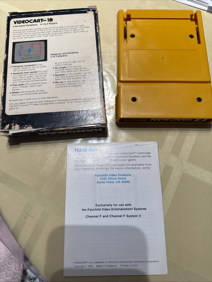 Fairchild Channel F Videocart 18 Hangman With Box, Instructions & Warranty Card - Image 2 of 2