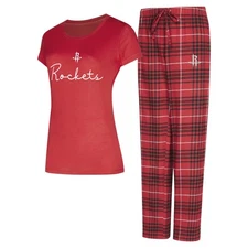 Women's Concepts Sport  Red/Black Houston Rockets Vector Top & Flannel Pants