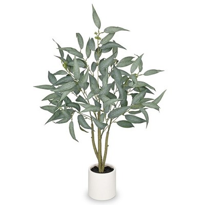 Artificial Eucalyptus Tree in White Pot   3FT Faux Indoor Plant for Home D