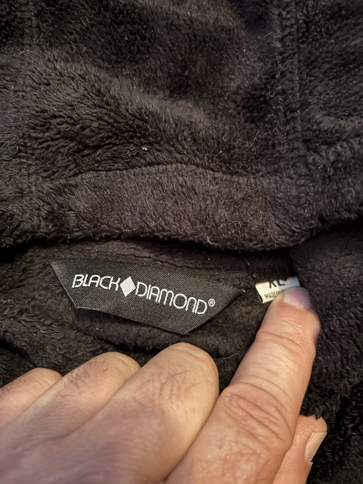 Sudadera con capucha Black Diamond XL negra de vellón cepillado con cremallera completa para mujer Foto 3 de 4