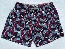 Ted Baker Swim Trunks Navy Men s Swim Shorts Size 4, Blue and Maroon Paisley