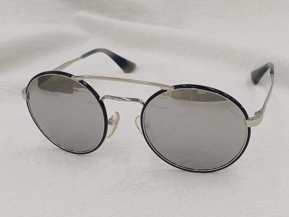 NEW* Authentic Prada Black Frame Silver Mirrored Sunglasses Prada Aviator Sunglasses SPS 53P Black Silver 1537714  main image 3