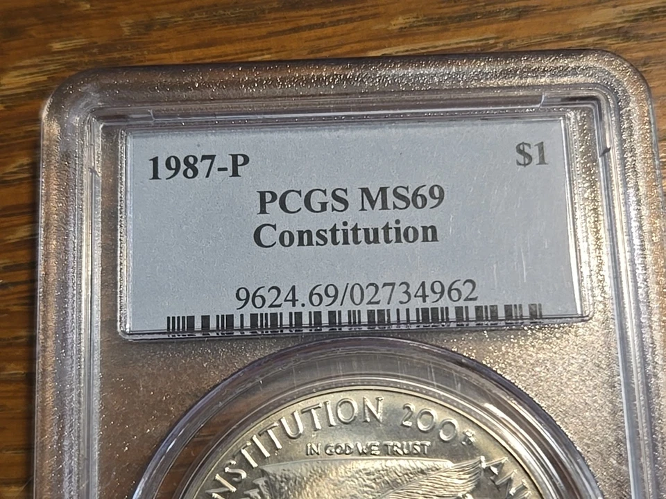 1987 P PCGS MS69 MS 69 CONSTITUTION COMMEMORATIVE SILVER DOLLAR NICE 90% SILVER - Image 3 of 4