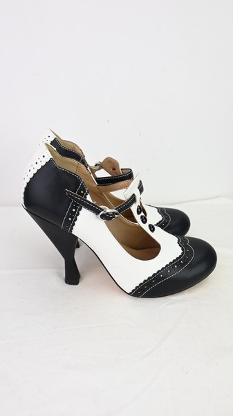 Kitten D'Amour "Veronique" oxford brogue high heels in black/white size EU37/US7