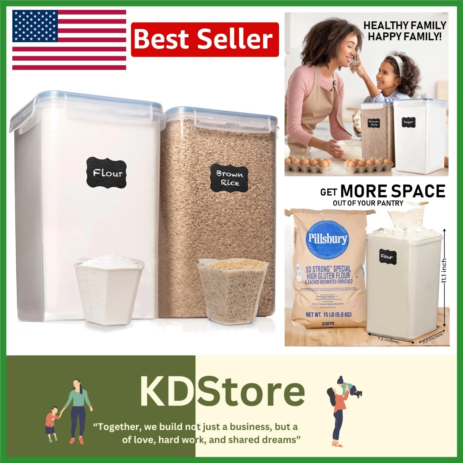 Large Food Storage Containers 6.5L Airtight Leakproof BPA Free Pantry Organizer