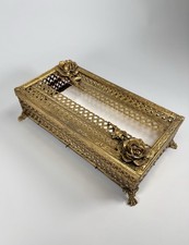 Vintage Gold Metal Tissue Box Cover Hollywood Regency Era 