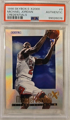 1996 SkyBox E-X2000 MICHAEL JORDAN #9 CREDENTIALS /499 PSA