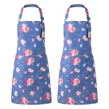 2 Pack Floral Apron for Women with Pockets, Adjustable Kitchen Chef Apron for Co