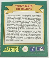 1991 Score Gene Tenace #5 Tenace Tames the Machine World Series Trivia Hologram