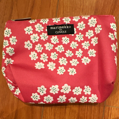 Clinique Marimekko Floral Zipper Makeup Bag Cosmetic Pouch, Pink/White/Green