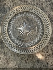 9” Antique Webster Sterling Silver Lattice over Cut Glass  Dish Plate