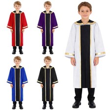 Unisex Kids Costume Worship Gown Party Dress Praise Robe Performance Mock Neck