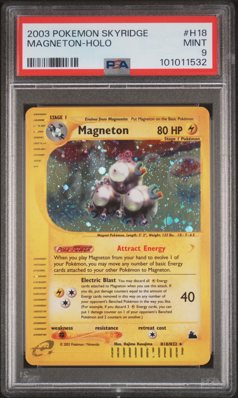 2003 POKEMON SKYRIDGE #H18 MAGNETON-HOLO PSA 9