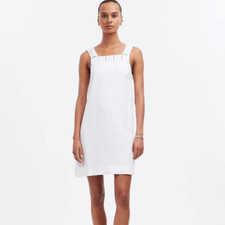 Madewell Embroidered Tank Mini Dress in Linen Womens Size 2 White