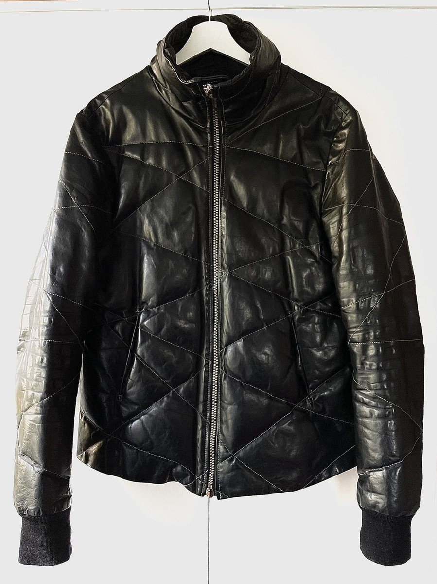 10Sei0otto Black Guidi Leather Overlock Puffer Down Jacket | eBay