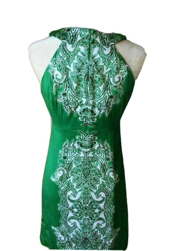INC International Nuevo Vestido Verde Paisley Halter Nuevo con Etiquetas Talla 6 Foto 2 de 3