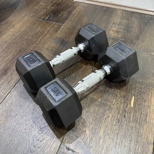 A Pair of York Rubber Coated Hex 5kg Dumbbells – Pre-Owned – Bodybuilding! - Picture 3 of 8