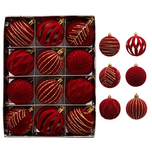 Christmas Ball Ornaments Tree Decorations For Party 12PCS 6CM Red And White - Bild 12 von 20