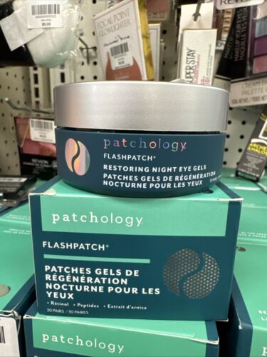 Patchology Restoring Night Eye Gels 30 Pair Flashpatch Retinol Peptides 2024 NIB