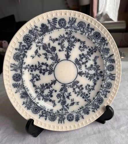 Copeland Spode Blue Grey Delhi Plate Ironstone Transferware Laurel Floral ANTIQU