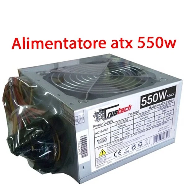 Alimentatore ATX 550W Fan 12cm. 8 Pin ATX550W, Trustech - Immagine 2 di 2