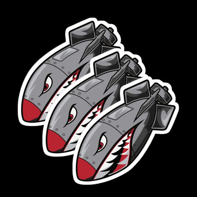 Shark Rocket Missile Old School Retro Sticker Decal - 3 Pack