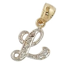 14K Gold Initial Letter L Pendant Charm Initial Pendant Necklace