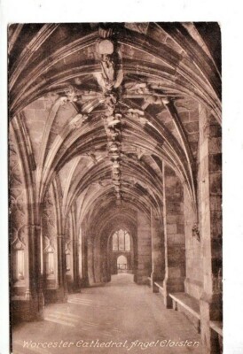 WORCESTER CATHEDRAL - ENGELKLOSTER S/W POSTKARTE (1930)