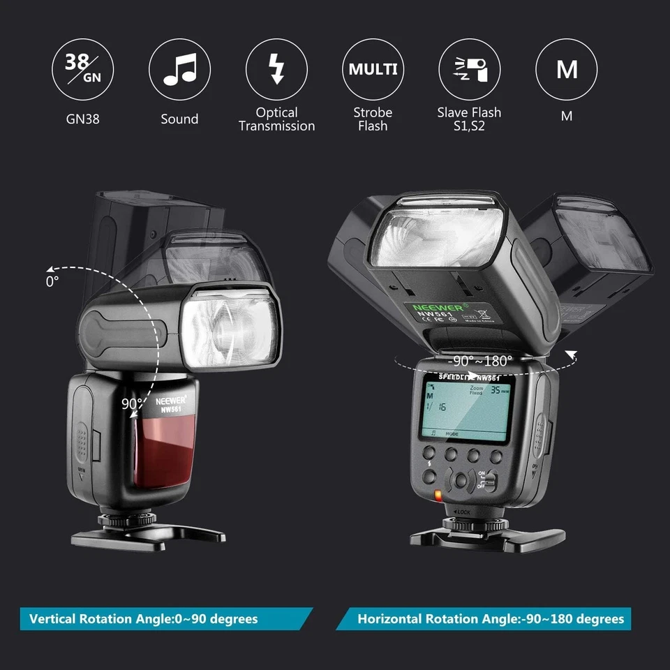 Neewer NW-561 LCD Screen Flash Speedlite Kit for Canon and Other DSLR Cameras - Image 2 of 4