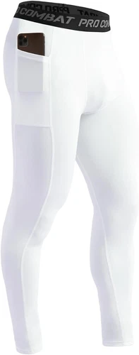 Men Compression Tight Trouser Sports Gym Running Leggings Quick-Drying White SM - product listing photo