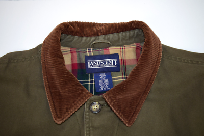 Vintage Coat Lands' End Size XL/2XL 80s90s Canvas Corduroy Collar