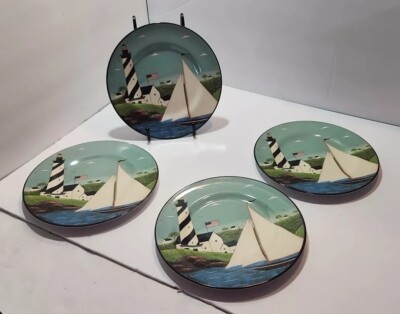 Vtg Sakura Evolution Melamine Warren Kimble Coastal Breeze Set of 4 Salad Plates