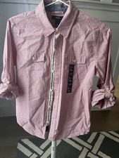 NWT Gap Kids Red/White Striped Boys Dress Shirt - Large (10-11)