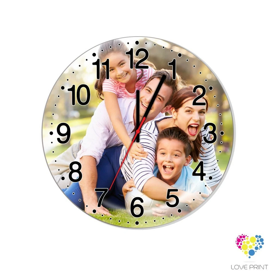 LOVE PRINT Orologio da muro Tondo personalizzato con foto/frase in legno.