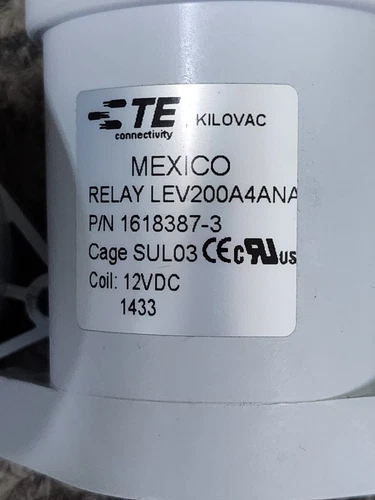 Kilovac LEV200A4ANA Contactor Relay 1618387-3 Coil Voltage 12V used.