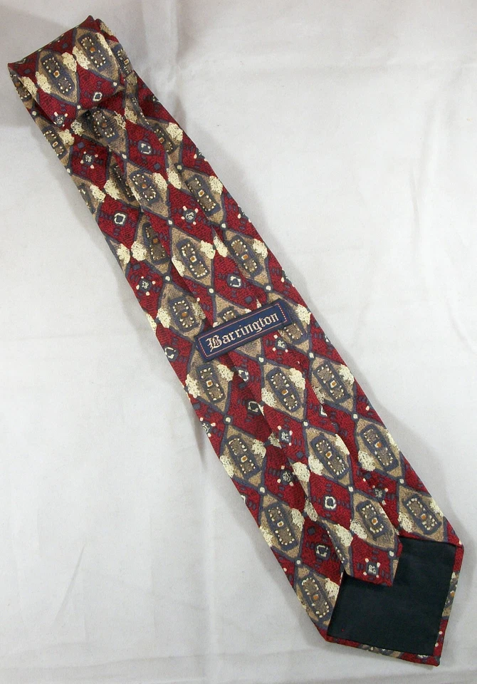 Corbata Barrington Diamantes Rojos y Dorados Seda 57" Largo x 3.75" Ancho (E700) Foto 3 de 3