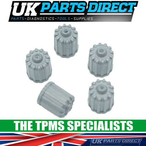 TPMS SAFE Tyre Valve Caps for Mazda Silver Grey Plastic Tyre Pressure